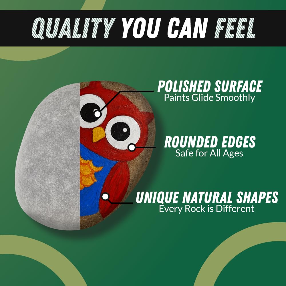 PGN 40 Large River Rocks for Painting - Stimulate Your Children’s Creativity with Our Painting Rocks for Kids - Flat and Smooth - Fun & Engaging Rock Painting with The Family - 2-4 Inches