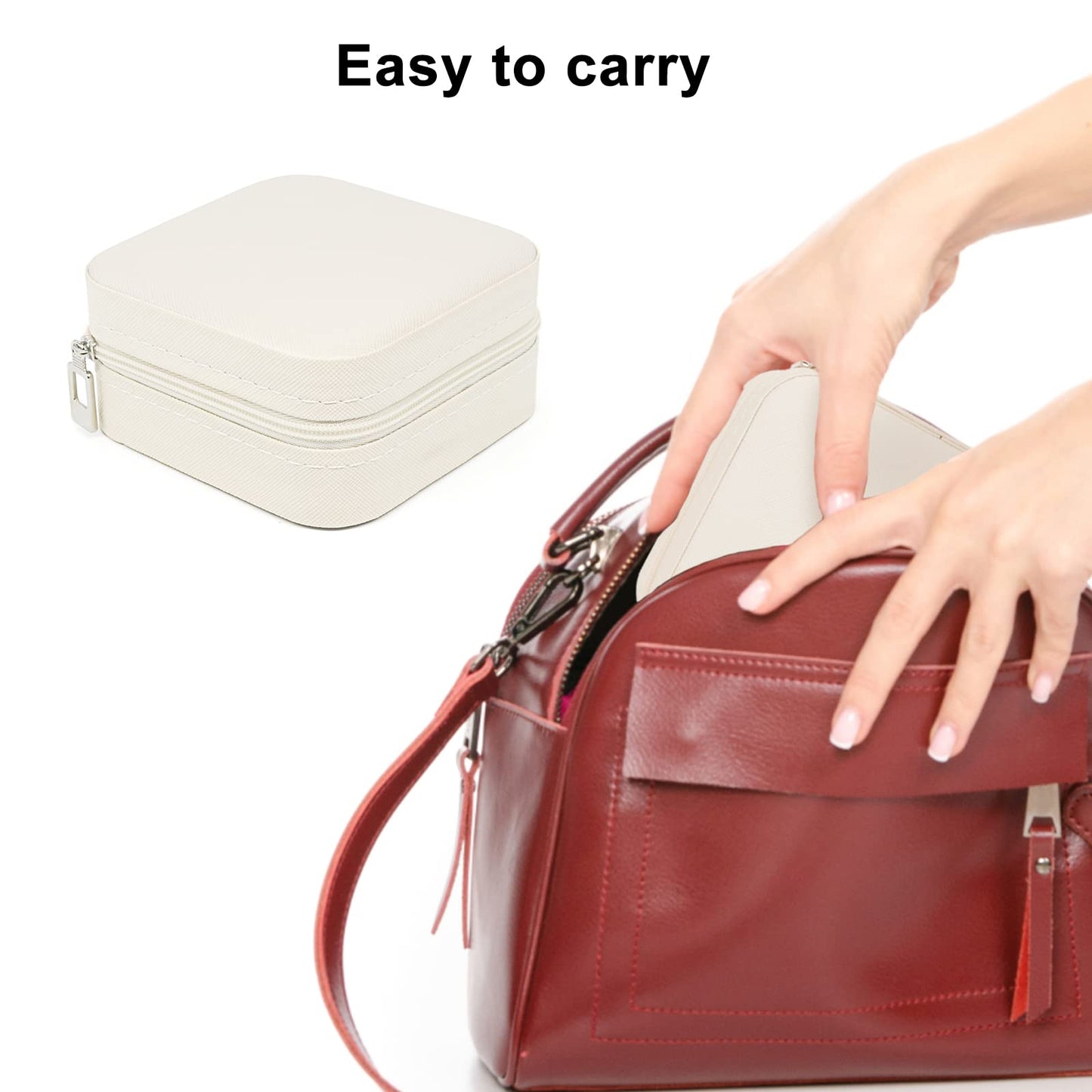 KEINE MARKE Small Jewelry Box, Travel Portable Jewelry Case for Ring, Pendant, Earring, Necklace, Bracelet Organizer Storage Holder Boxes (white*4).