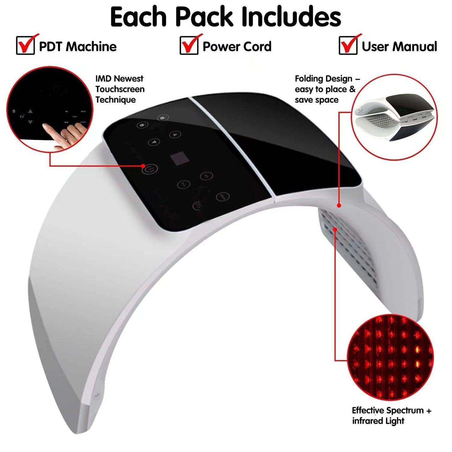 LED Light 3 Color Therapy Skin R-ejuvenation PDT A-nti-Aging Facial Beauty Machine