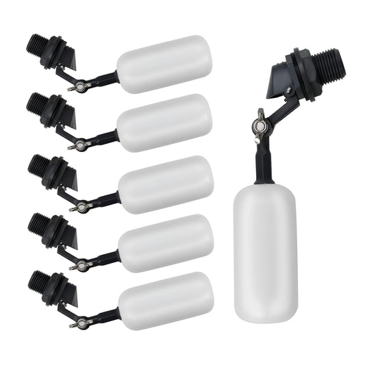 6 Pack Float Ball Valve, 3/4 inch, 1/2 Inch NPT Thread, OD. 0.84 inch (21.34mm), Adjustable Arm for Livestock Water Trough, Aquariums, Hydroponics - Automatic Fill and Control Water Level