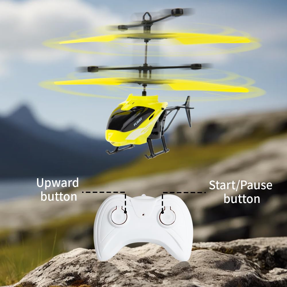 Remote Control Helicopter, Gesture Sensing Indoor Flying Helicopter Toys,RC Airplane for Teenages with 10Mins Flight, RC Helicopters for Kids with Light,Birthday Gifts for Boys and Girls (Yellow)