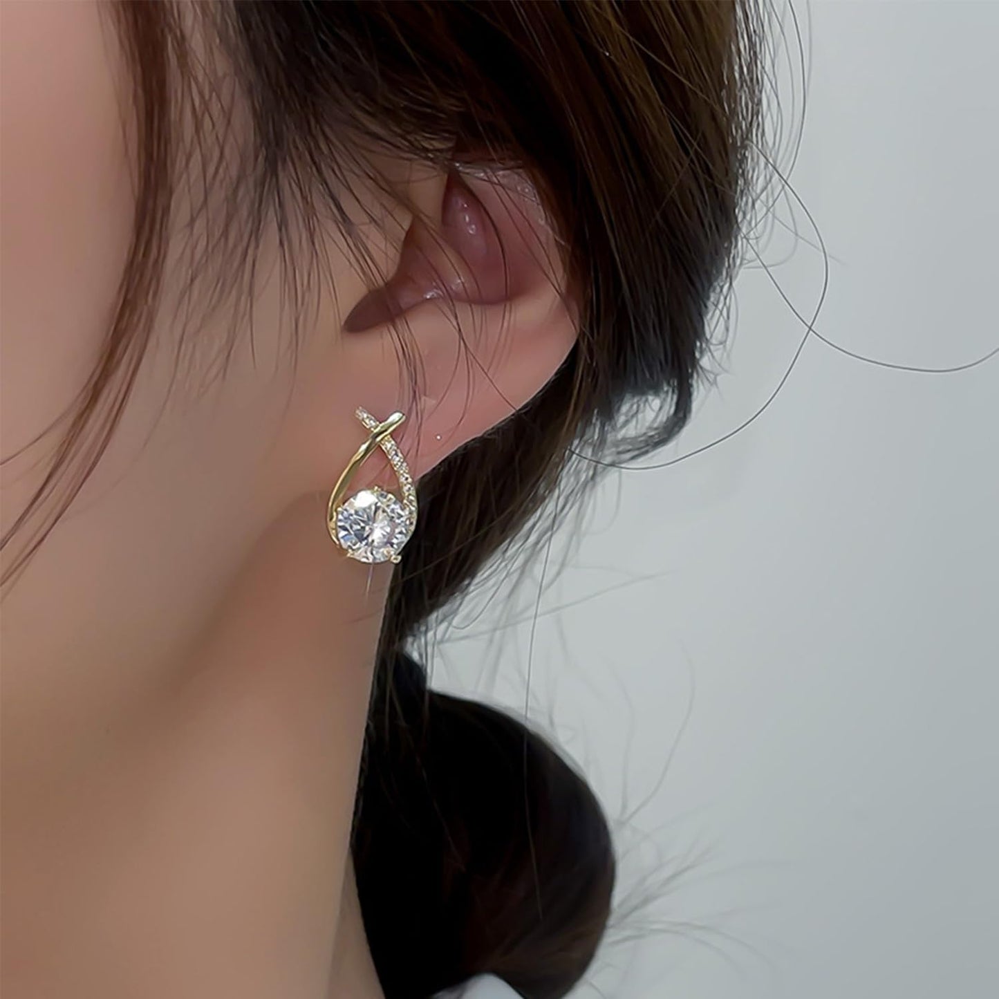 Halolux Lymphvity Germanium Earrings for Women Atheniz Lymphatic Drainage Earrings Gold Silver Cubic Zirconia Hoop Earrings Trendy Jewelry for Women (Gold AB+Sliver AB)