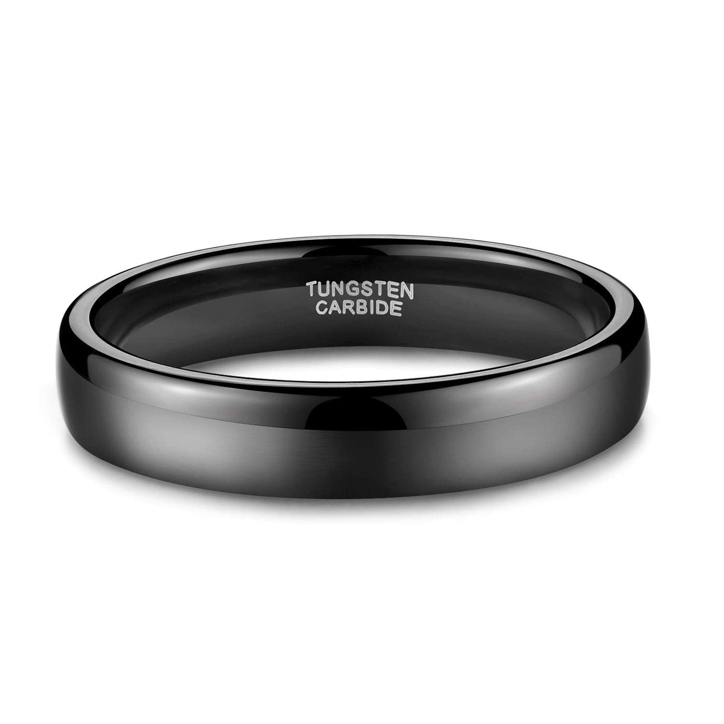 TRUMIUM 4mm Mens Womens Wedding Band Tungsten Carbide Black Rings High Polished Beveled Edges Comfort Fit Size 10