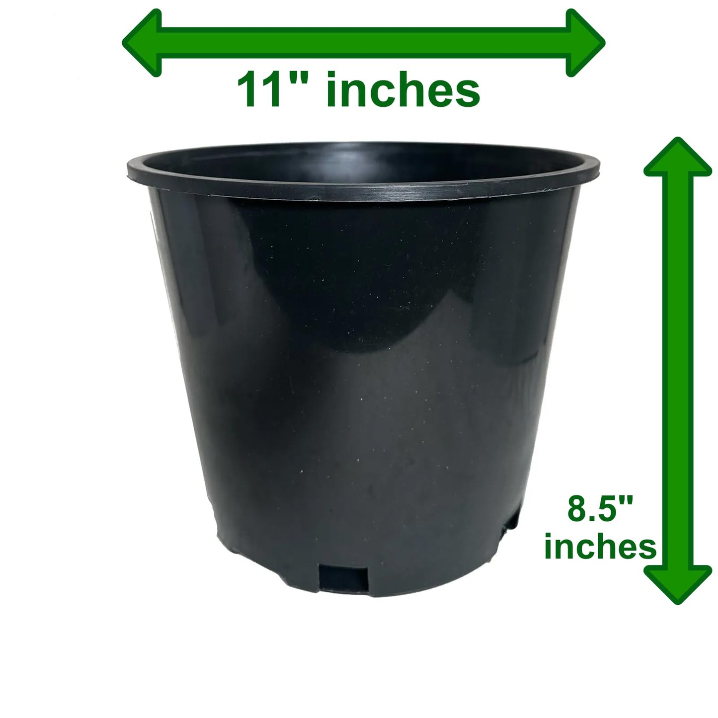3 Gallon Nursery Pots - Professional Heavy Duty Injection Molded Plastic Plant Pots with Drainage Holes – 11 Inch Round Flower Pots for Shrubs, Perennials & Tropicals – Stackable (10)