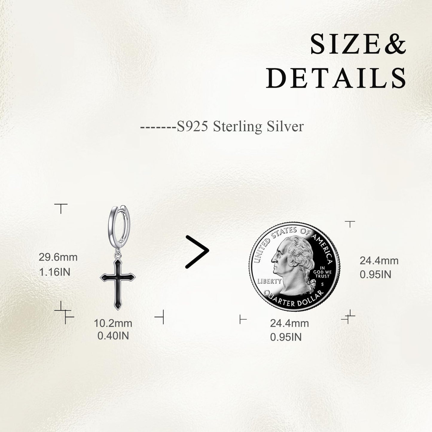 925 Sterling Silver Gothic Cross Hoop Earrings Black Dangle Drop Earrings Huggie Jewelry Birthday Gifts for Women (Gothic Cross)