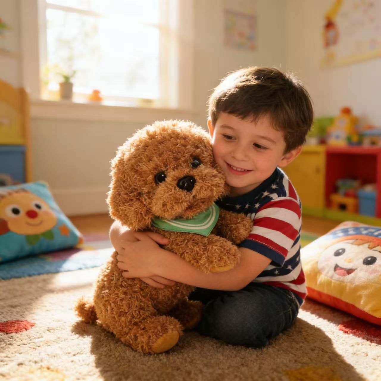 KIRIGAMI Dog Stuffed Animal, Golden Doodle Puppy Plush Toy with Realist Weighted Soft dog stuffed gift for kids，11 inches (Brown Color)