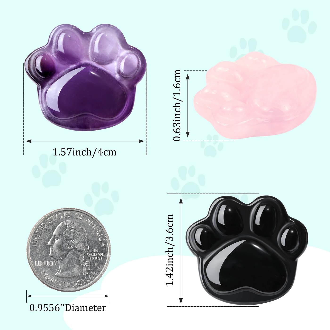 NUKAYAI Rose Quartz Cat Paw Crystal Statue Carved Figurines Worry Stones Natural Crystals and Healing Stones Decor Cat Sculpture Spiritual Cute Stone Pink Cat Lover for Women