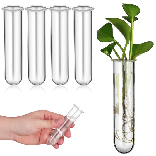 UKCOCO 5Pcs Glass Test Tube Vases 4.33 Inch Clear Propagation Tubes for Plant Cuttings Hydroponic Plant Holders Desktop Floral Arrangement for Home Office Decor