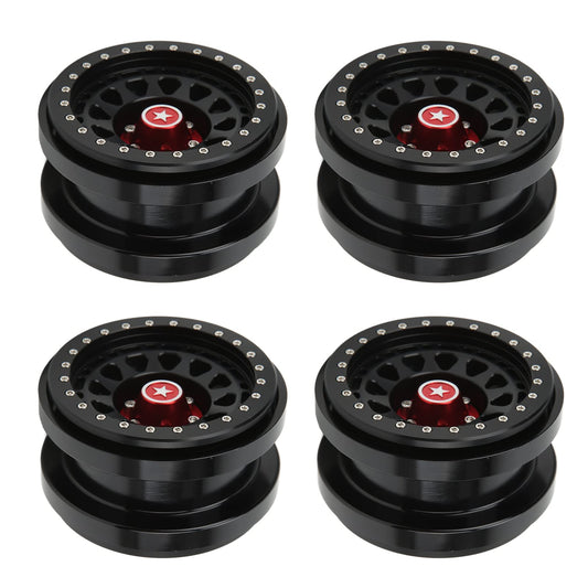 4 PCS 2.9 Inch Wheels 12 Hole Alloy Wheels, 1/6 Car Wheels for AXAIL SCX6 1/6 Car(Black)