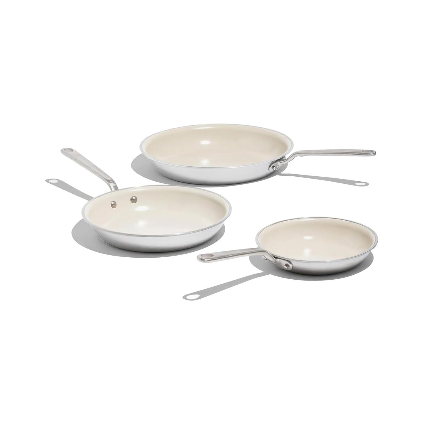 Made In Cookware | 3-Piece (Includes 8", 10", 12") Ceramic Non Stick Frying Pan Set (Stainless Handle) | 5-Ply Stainless Clad with Stay-Cool Handle | Professional Cookware