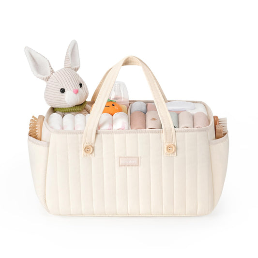 Baby Diaper Caddy Organizer for Wipes, Diapers Storage Basket with Handle, Car Caddy Organizer Boy & Girl & New Parent Gift, Baby Shower, Newborn Essentials, Nursery Bin Soft Large Tote Bag