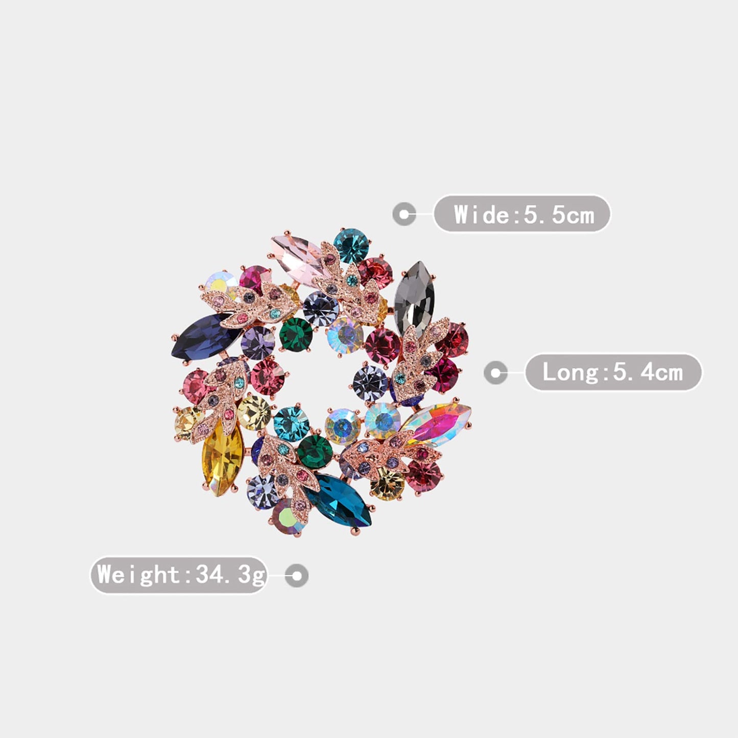 AILONMEI Elegant Pearl Flower Designer Brooch Pins Broches Costume Jewelry For Women Fashion Christmas Gift (Colorful Wreath)