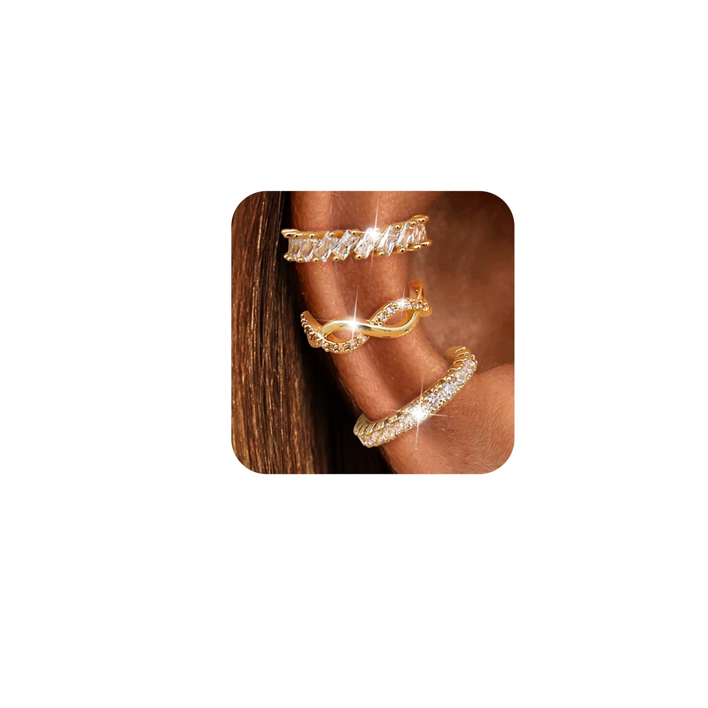 Dochais Ear Cuffs Non-Piercing Earrings for Women Cute Small Clip-On Cartilage Earring 14k Gold Plated Dainty Fake Piercings Earings Gold Style1