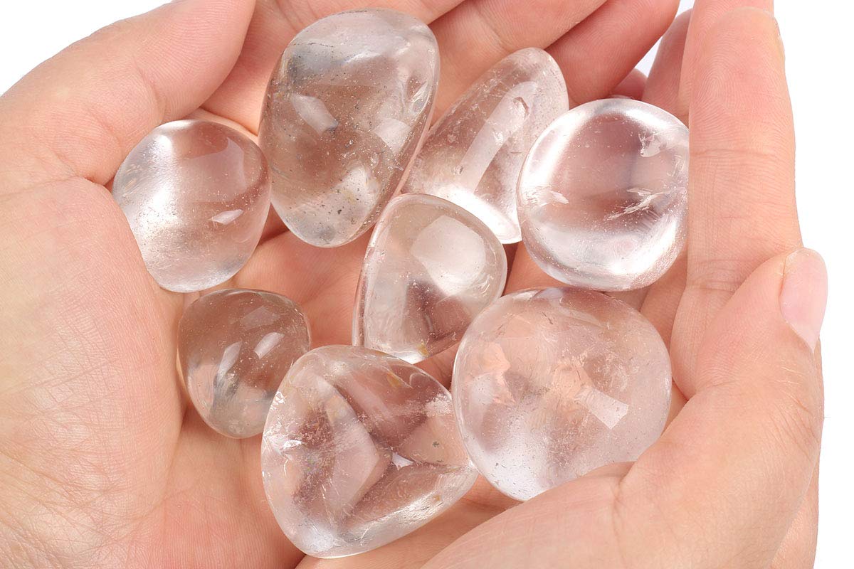 ZenQ 1/2 lb Tumbled Clear Quartz Stones for Wicca, Reiki, and Energy Crystal Healing, Natural Clear Quartz Crystal from Brazil