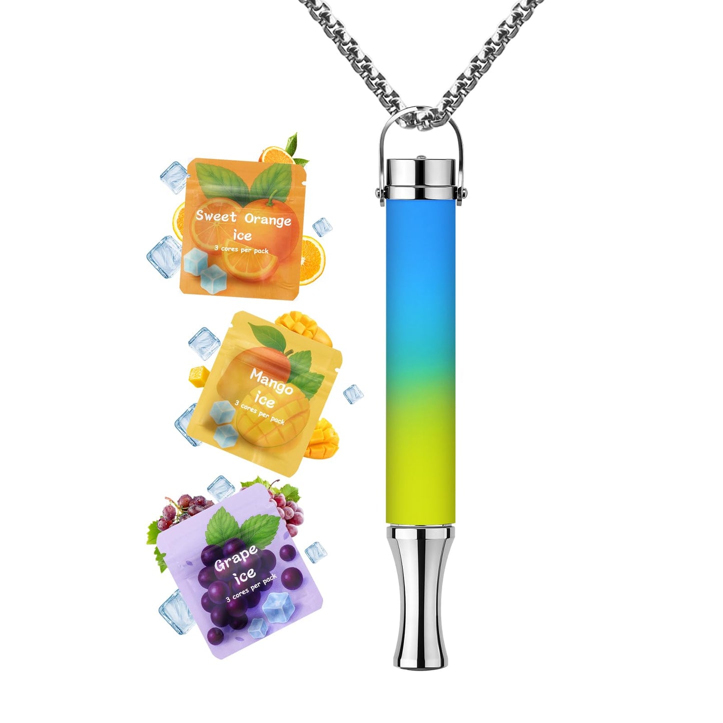 ASTOFLI Breathing Necklace For Anxiety Adults - Adjustable Air Outlet Breathe Necklaces With Flavored - Breath Free Stress Relief Device With Flavor - Meditation Gifts For Women Men