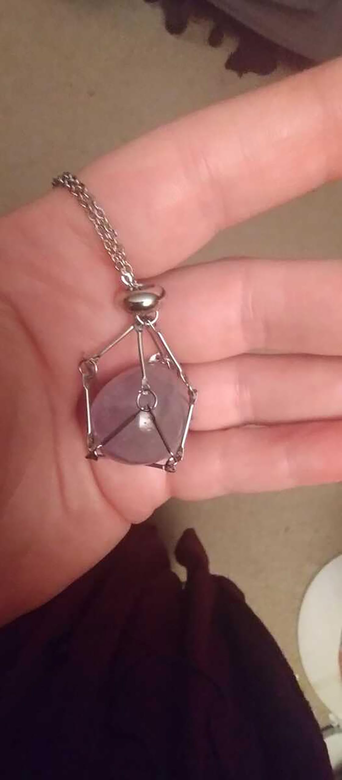 VLIEGEN Crystal Holder Necklace, Stainless Steel Cage for Stone, Adjustable Natural Crystal Cage, Quartz Natural Gemstone Jewelry for Women & Men (GoldSilver-Medium)