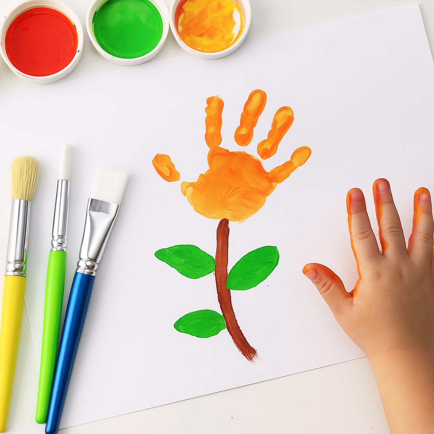 Bulk Paint Brushes for Kids Variety 36 Pcs, Back to School Toddlers PaintBrushes, Flat & Round Mop Painting Sets for Children & Classrooms，Short Wooden Handle