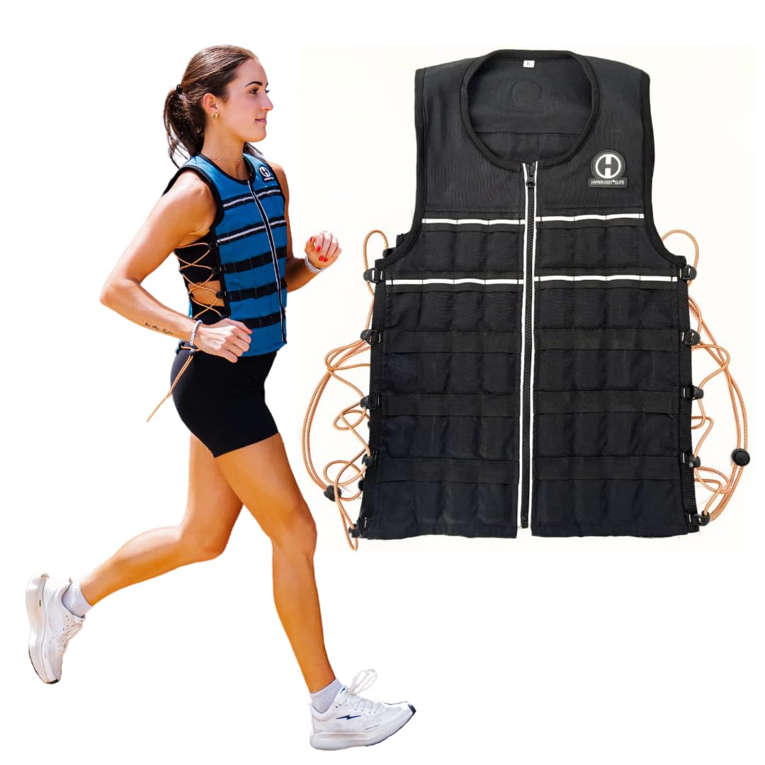 Hyperwear Hyper Vest ELITE Fully Adjustable Weight Vest - Stretch CORDURA® Fabric YKK Zipper Thin Steel Weights - Weighted Vests for Running, Strength, Endurance, Walking (20 lbs MEDIUM)