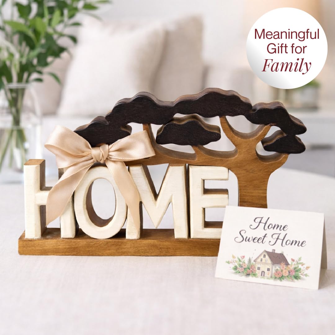 Decozen Wooden Home Sculpture, Gift for Mom, Home Decor, Living Room, Boho, Coffee Table, Centerpiece Table Decorations, Mantle, Shelf, Decor Farmhouse, Christmas Decorations, Mothers Day Gifts