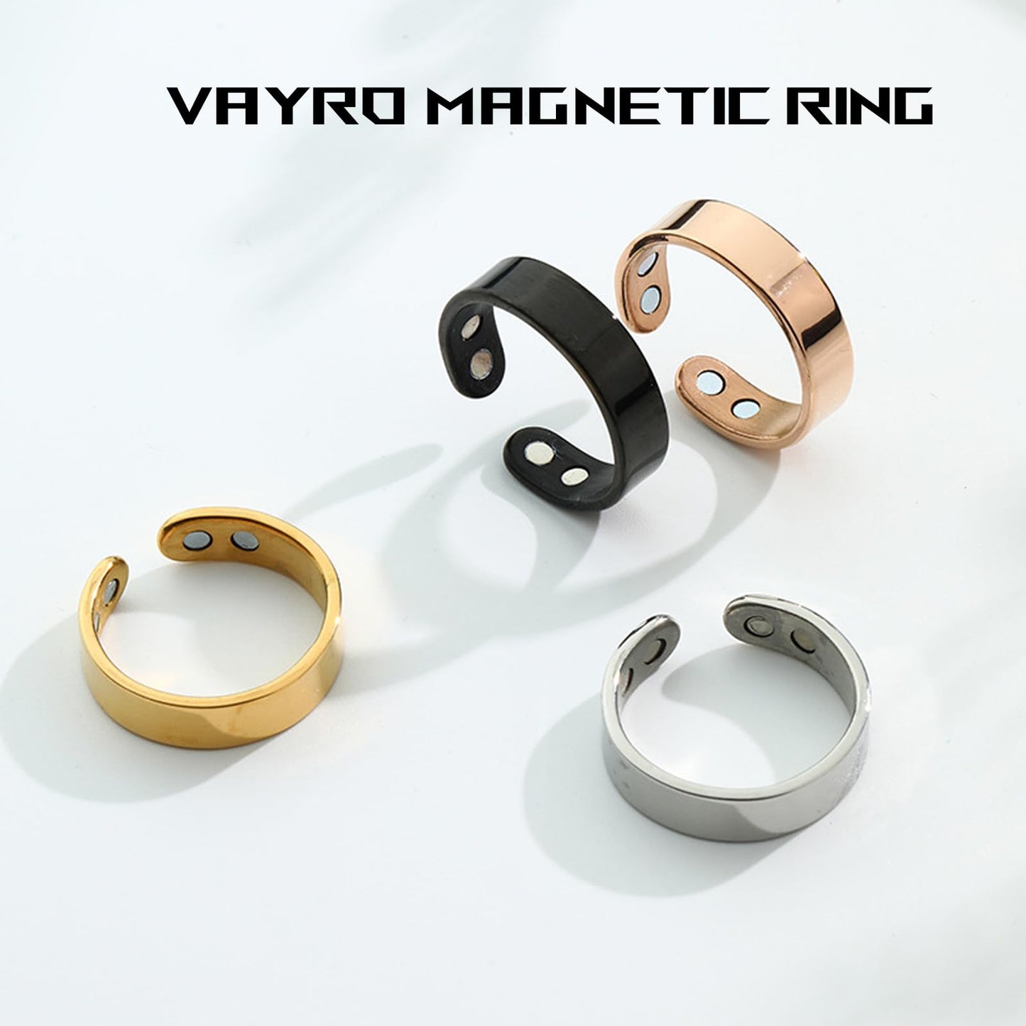Wryhaul Vayro Magnetic Ring for Women and Men, Vayro Adjustable Open Lightweight Water-Resistant Vitality Rings (4PCS-A)