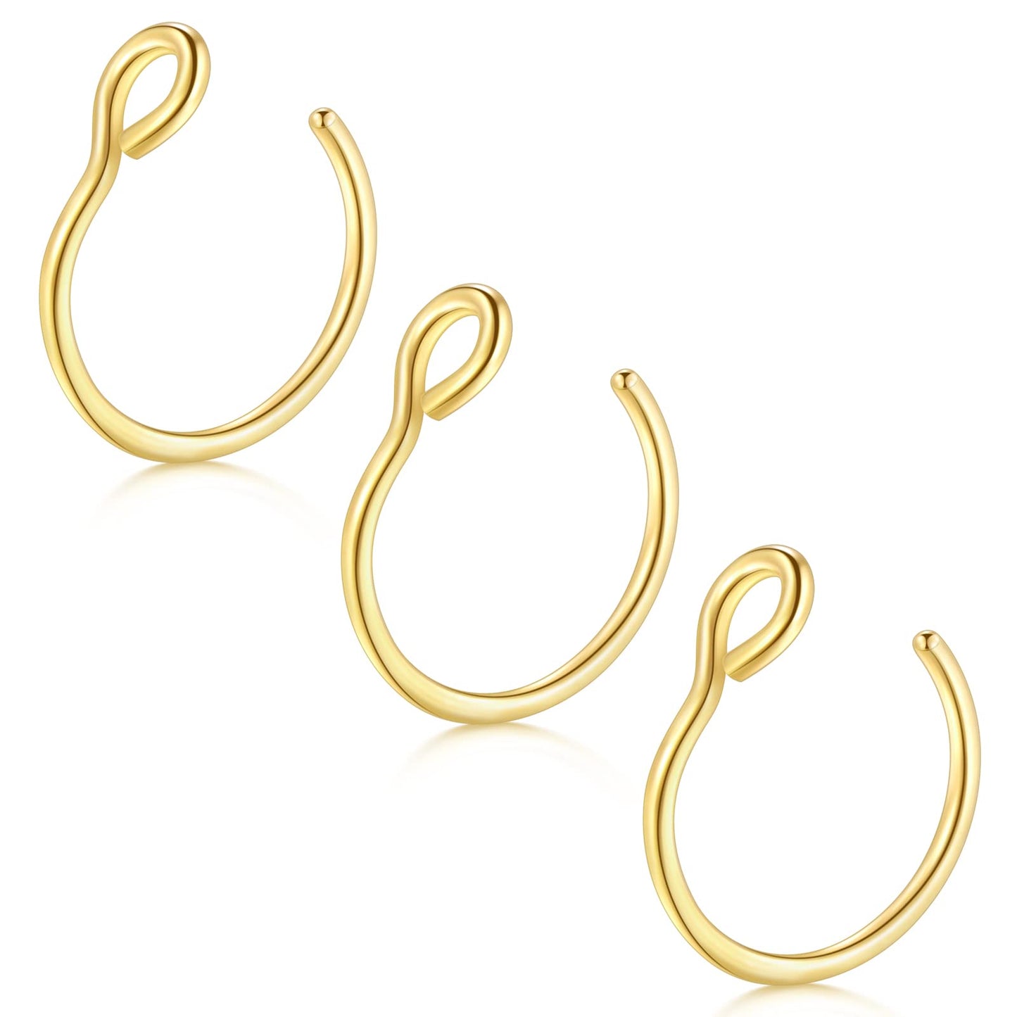 D.Bella Fake Nose Ring Hoop 20G Faux Nose Piercing Jewelry 8mm Non-Pierced Clip On Nose Hoop Rings for Faux Lip Ear Nose Ring