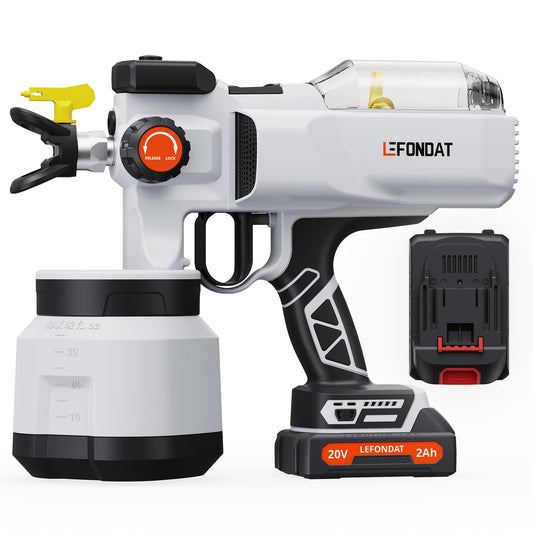 LeFondat Cordless Airless Paint Sprayer【Designed for Professionals】 Airless Paint Sprayer for House Painting with 40fl oz Container, 2 Tips, 2 Pack 20V Batteries, Cordless Piant Gun for Battery
