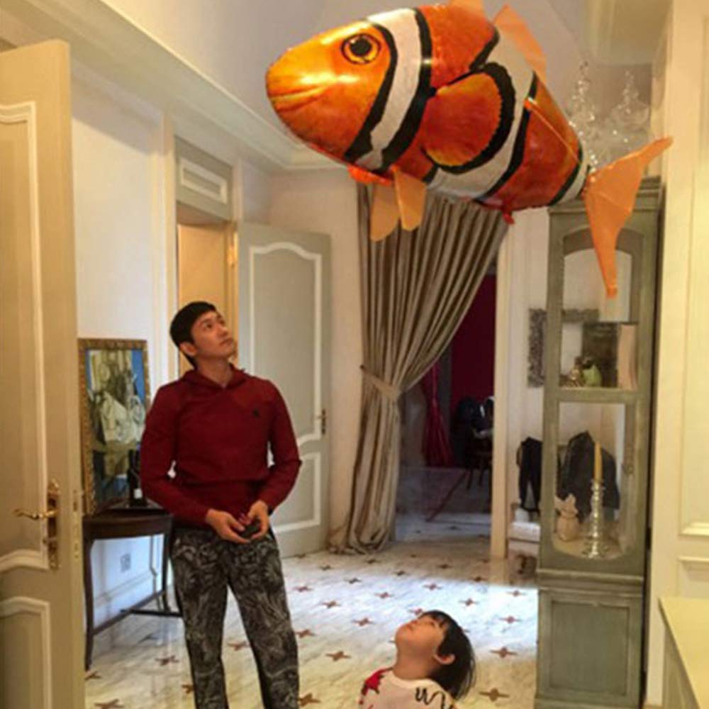 Remote Control Shark Toys Swimming Fish RC Animal Toy Infrared RC Fly Air Balloons Clown Fish Toy Gifts Party Decoration Balloon ANTI-GRAVITY INDOOR TOY HOVERS and FLOATS in MID-AIR(Orange)