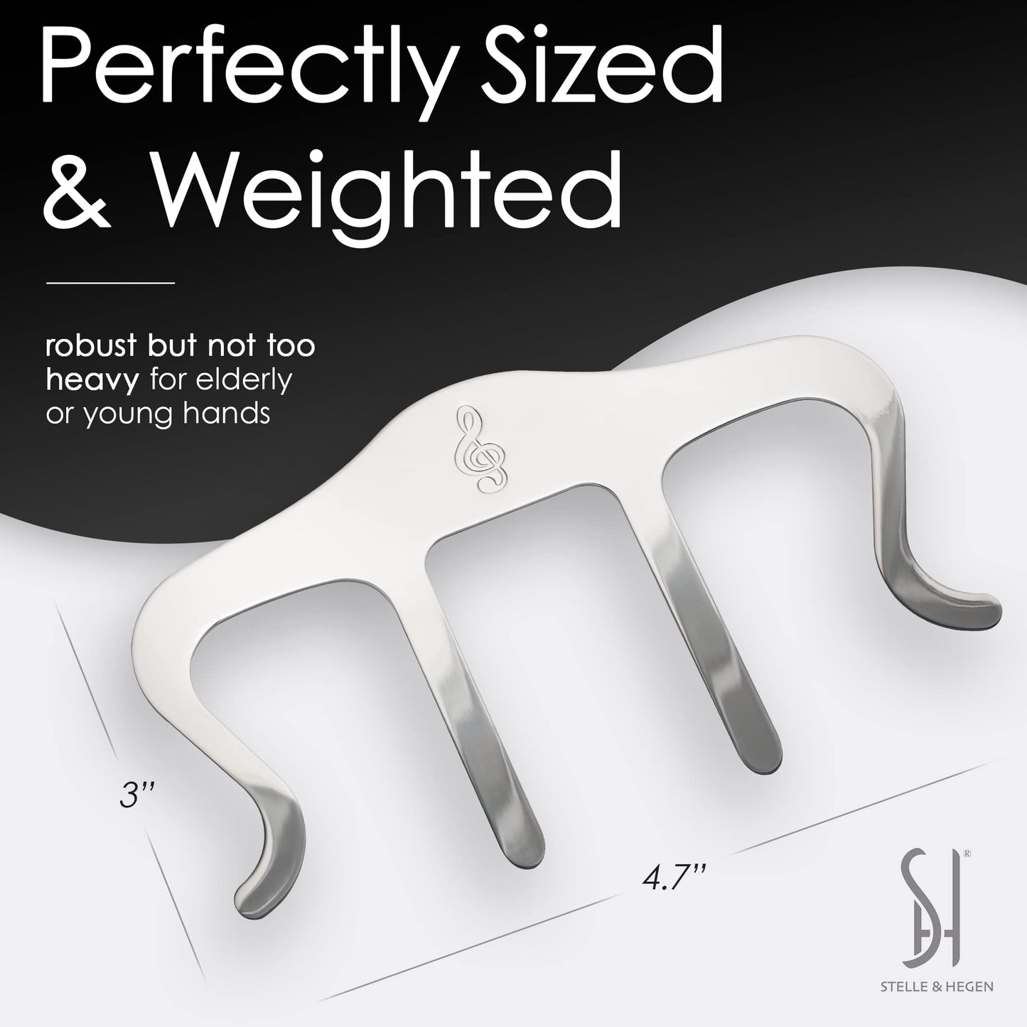Stelle & Hegen Sheet Music Holder for Music Stand - Polished Stainless Steel Page Holder with Treble Clef Design for Piano Books (Classic Edition)