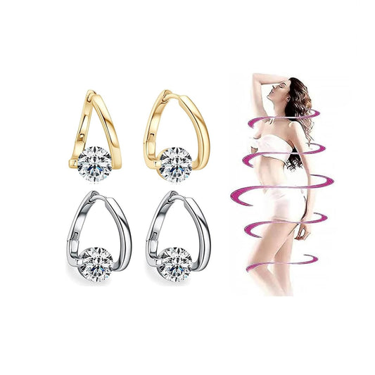 Lymphatic Earrings Halolux Lymphvity Germanium Earrings Gold and Silver Hoops Sparkle CZ Hoop Earrings for Women (gold+silver)
