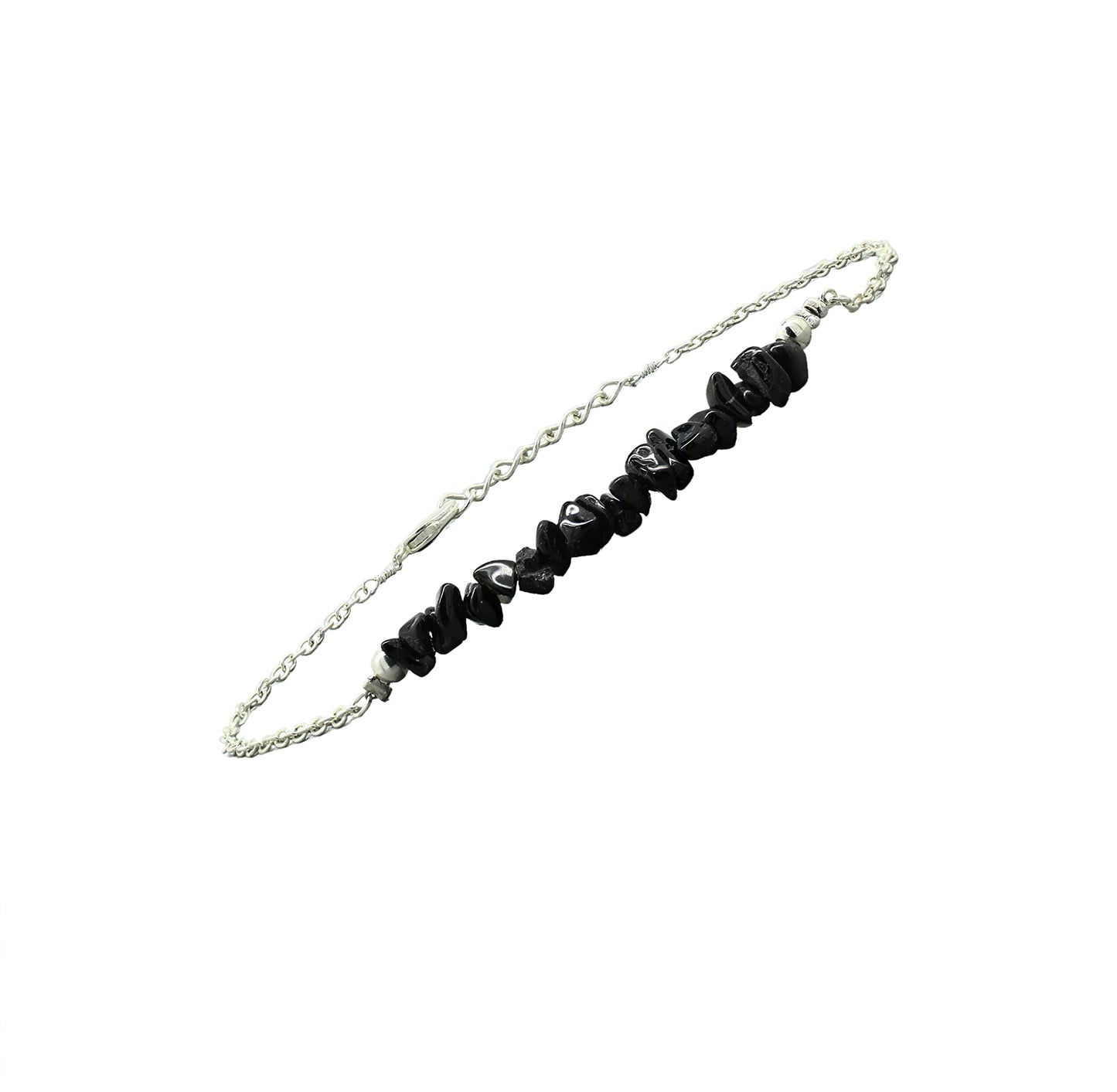 Gempires Natural Gemstone Chip Bar Bracelet for Women, Crystal Healing Bracelet, Multiple Gemstone Options, Adjustable Yellow Gold Plated Chain (7” + 1” Extender), Dainty Stackable Jewelry Gift for Her (Black Tourmaline)