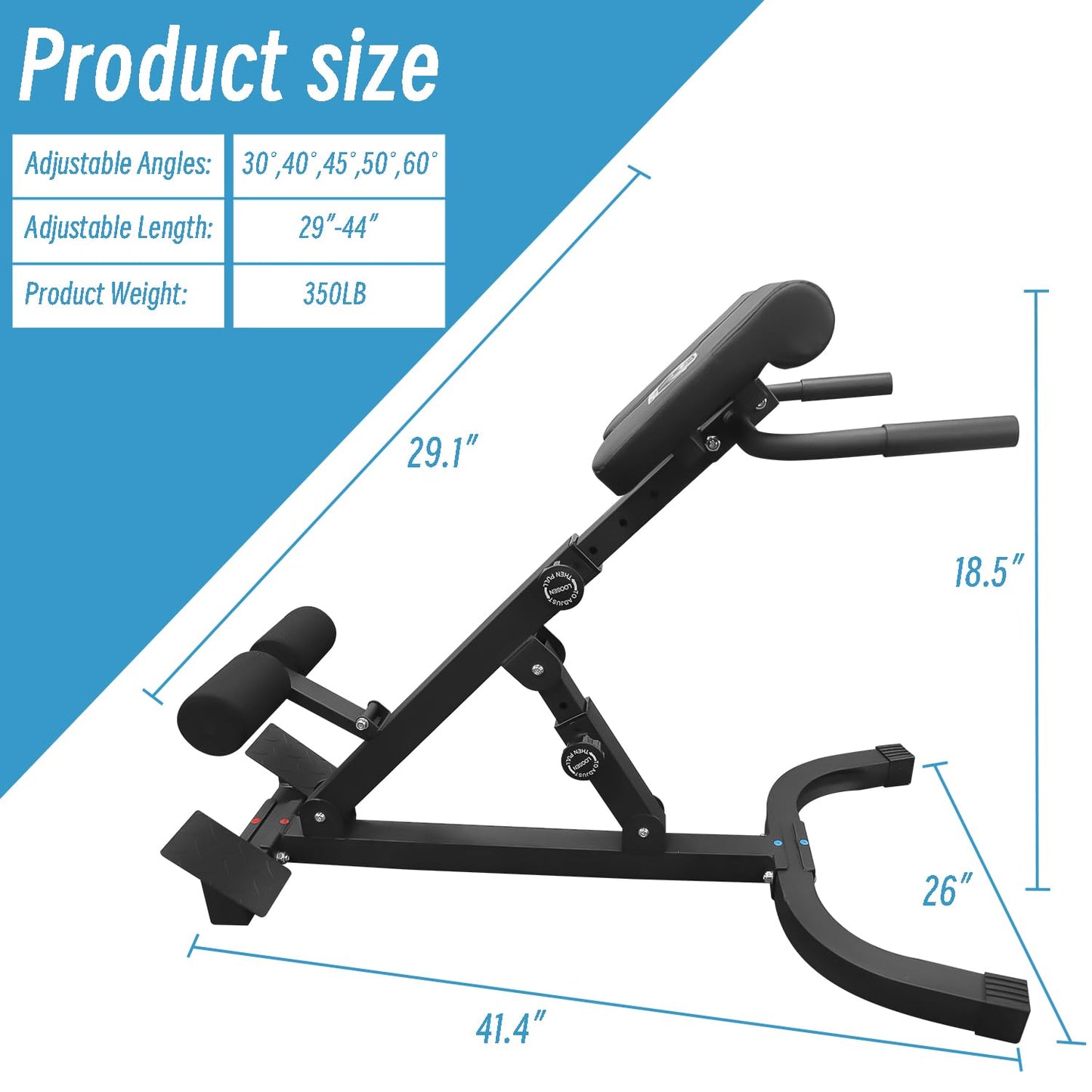 Houbos Hyper Back Extension Roman Chair - Back Extension Bench Machine for Glute, Hamstring and Lower Back, Multi-Functional Bench for Full All-in-One Body Workout, Foldable for Home Gym Fitness