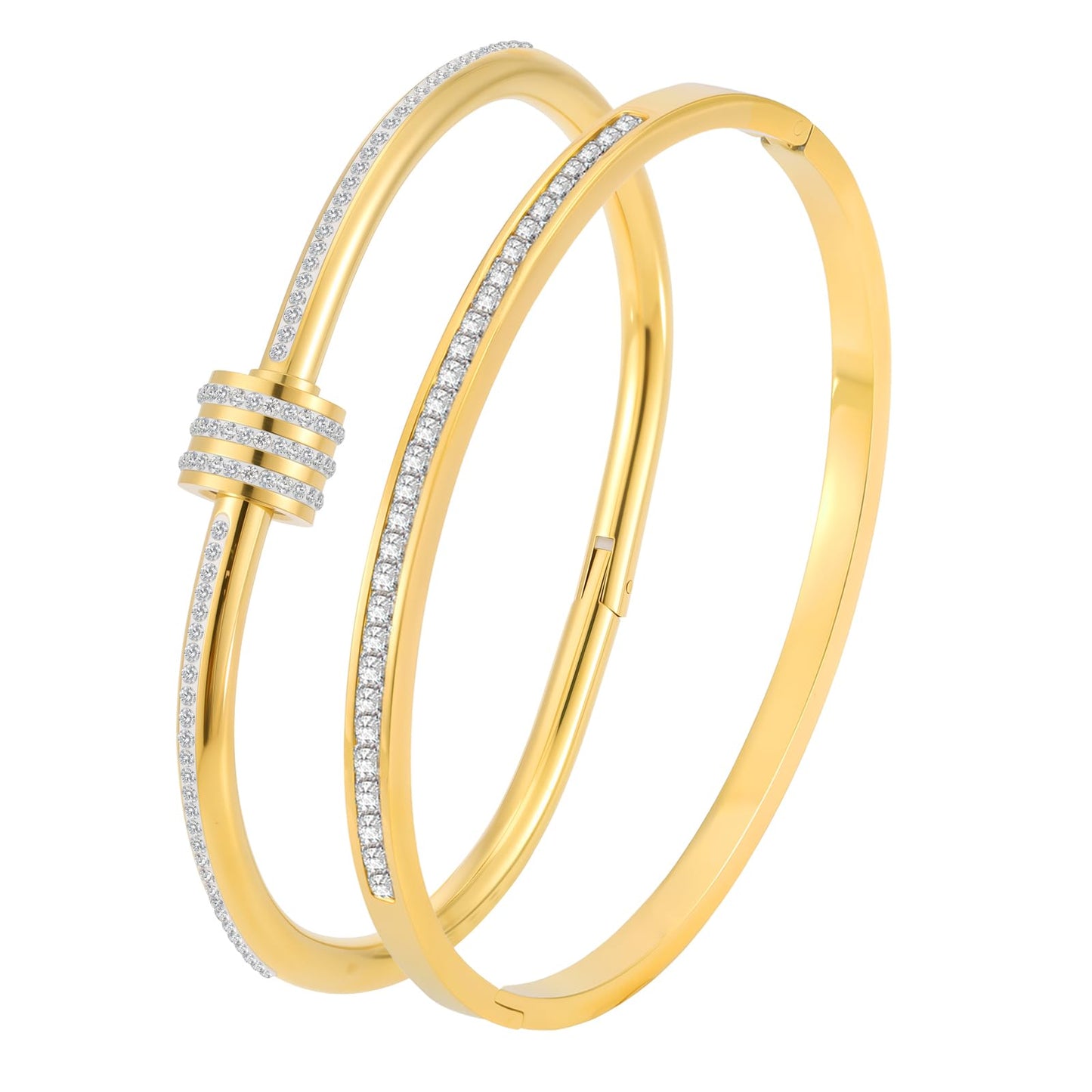 Camhanno Gold Bangles for Women - Stainless Steel Love & Friendship Bracelet Set with Gift Box | Daily Wear & Party Jewelry