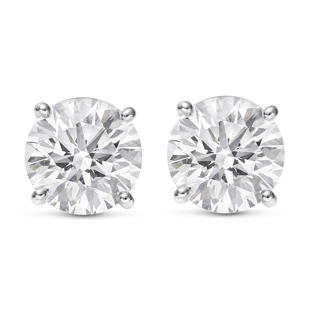 18K White Gold 0.5 Carat Round Shape LAB GROWN Diamond IGI Certified Stud Earrings for women 4 Prong Push Back (E/F Color VS2/SI1 CLARITY)