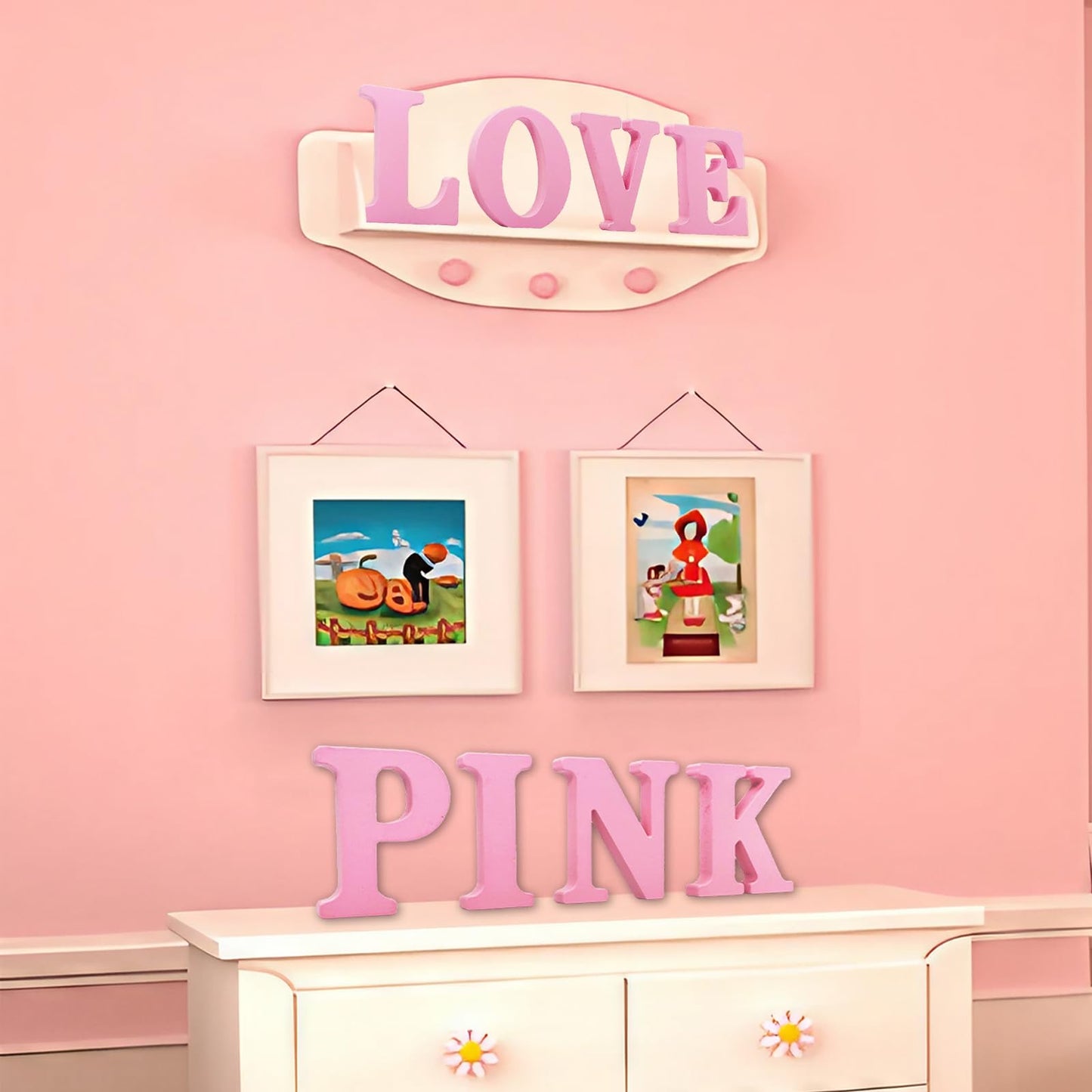 AOCEAN 6 Inch Pink Wood Letters Unfinished Wooden Letters for Wall MAGA Decorative Standing Letters Slices Sign Board for Crafts Christmas Decoration Home Party Projects (A)