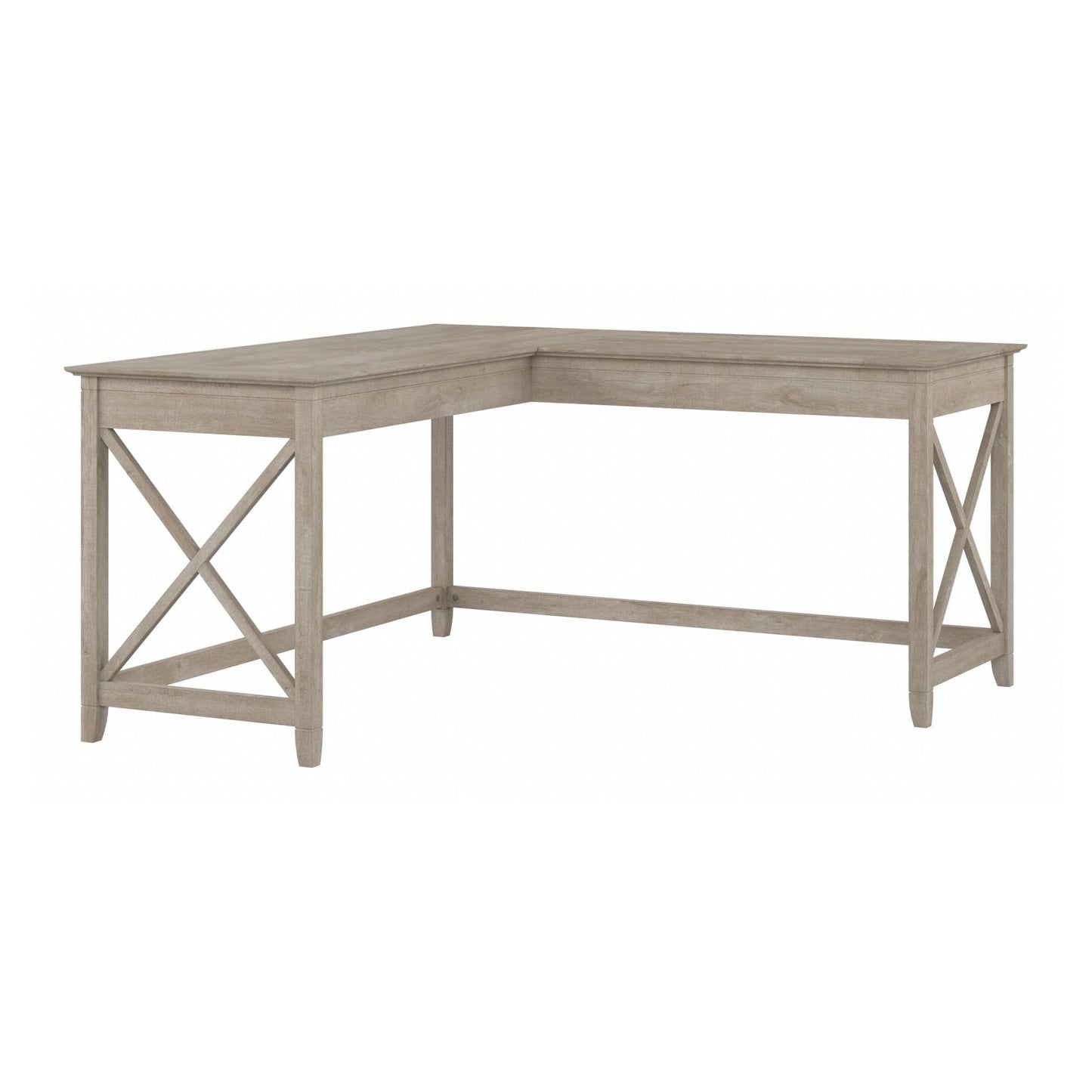 Bush Home Key West 60W Modern Farmhouse L Shaped Desk in Washed Gray, 60-Inch Corner Computer Table for Home Office Workspace