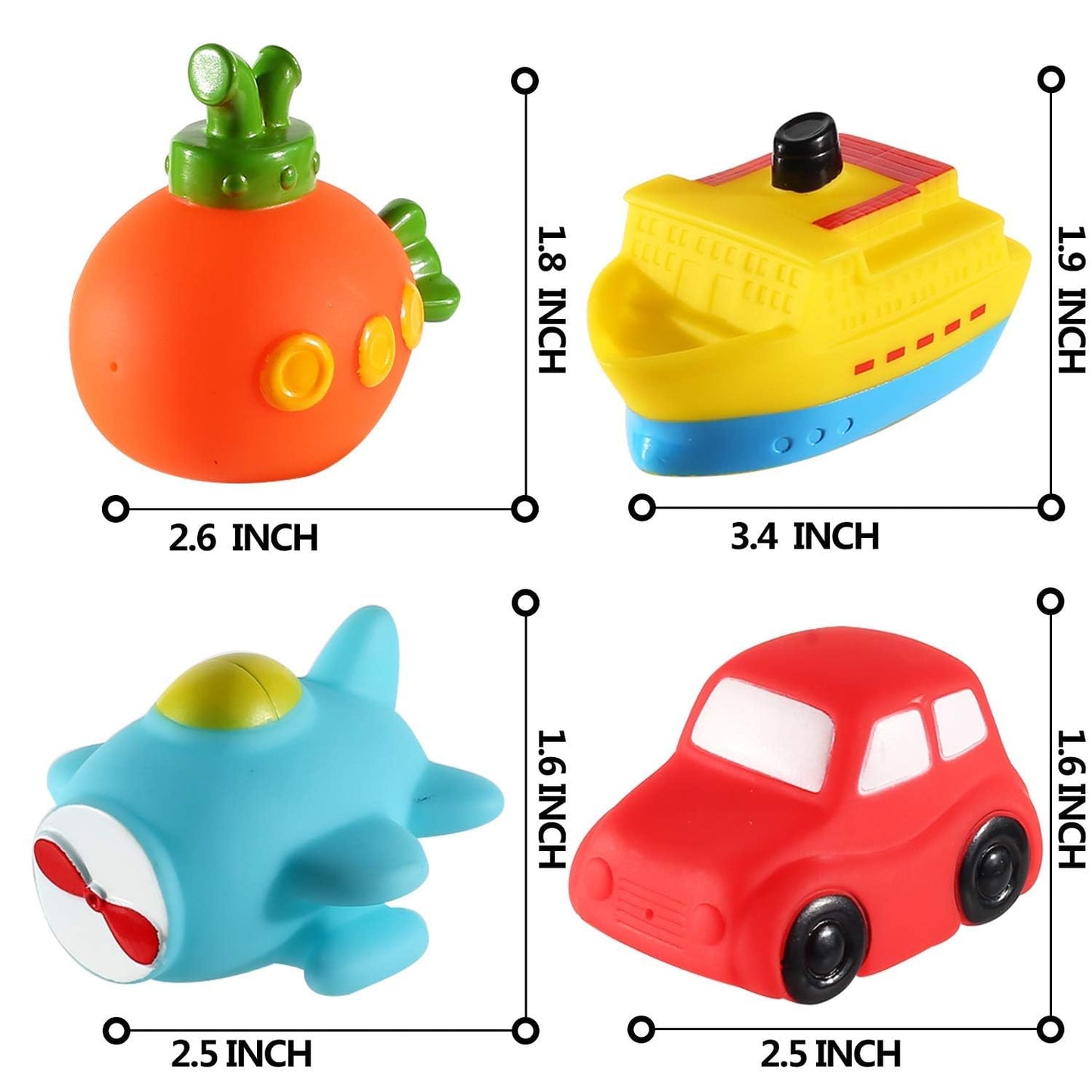 6 Packs No Hole Boat Bath Toy Set, Light up Changing Color in Water, Floating Rubber Bathtub Toys for Baby Toddler Infant Boy Girl Kid Play, Led Growing Pal in Shower Bathroom Tub or Swimming Pool