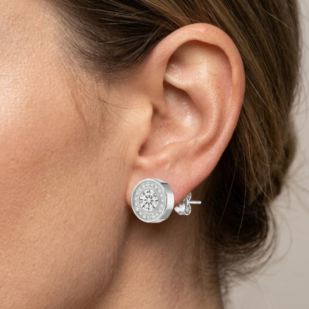 Halolux Lymphatic Earrings For Women, 18 K Gold Plated Honorable Joy Inspire Stainless Steel Hypoallergenic Germanium Acupuncture Lymph Detox Menopause Jewelry Gift Card (Gold Round)