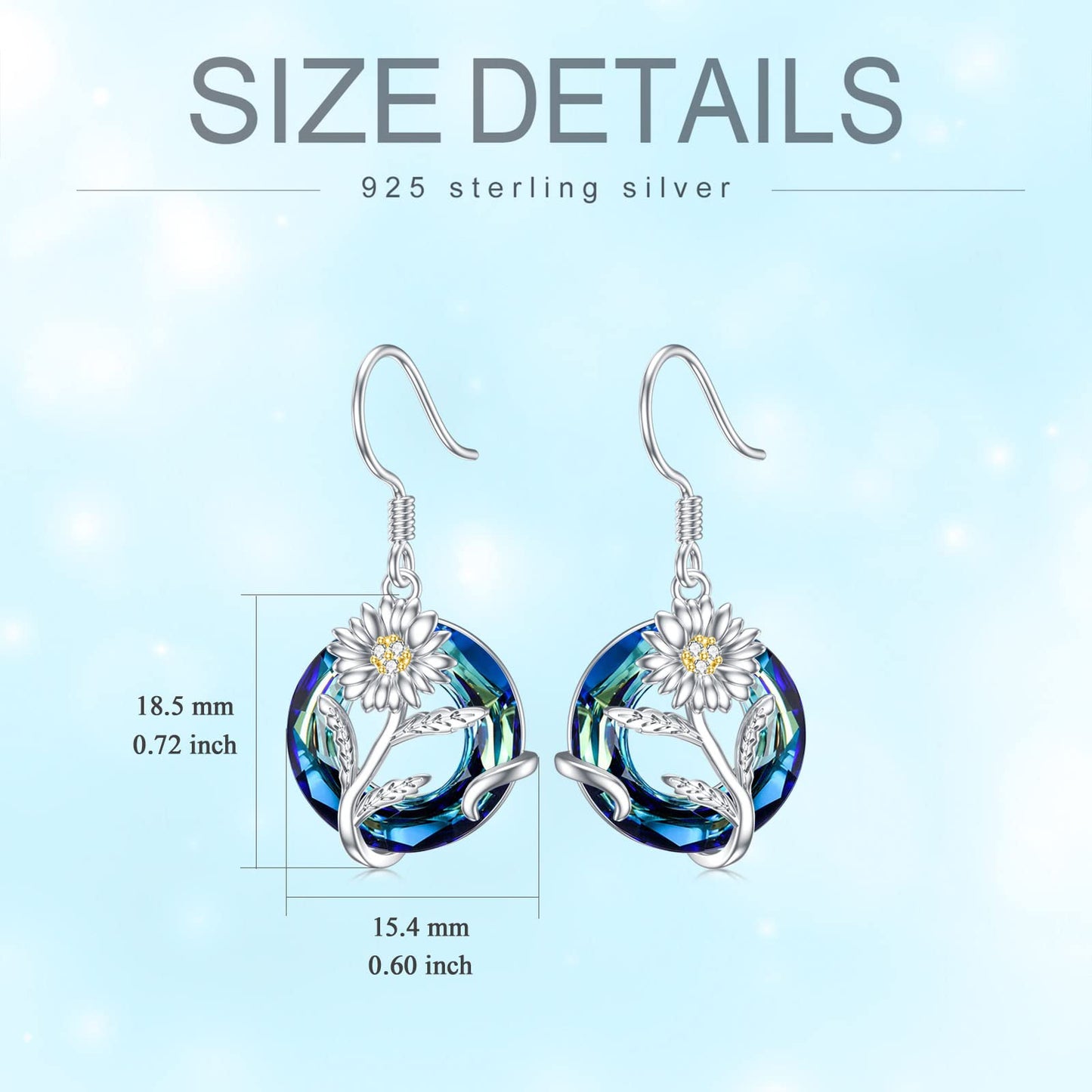 TOUPOP April Birth Flower Earrings Daisy Drop Dangle Earrings Blue Crystal Jewelry Birthday Mothers Day Gifts for Women Mom Her