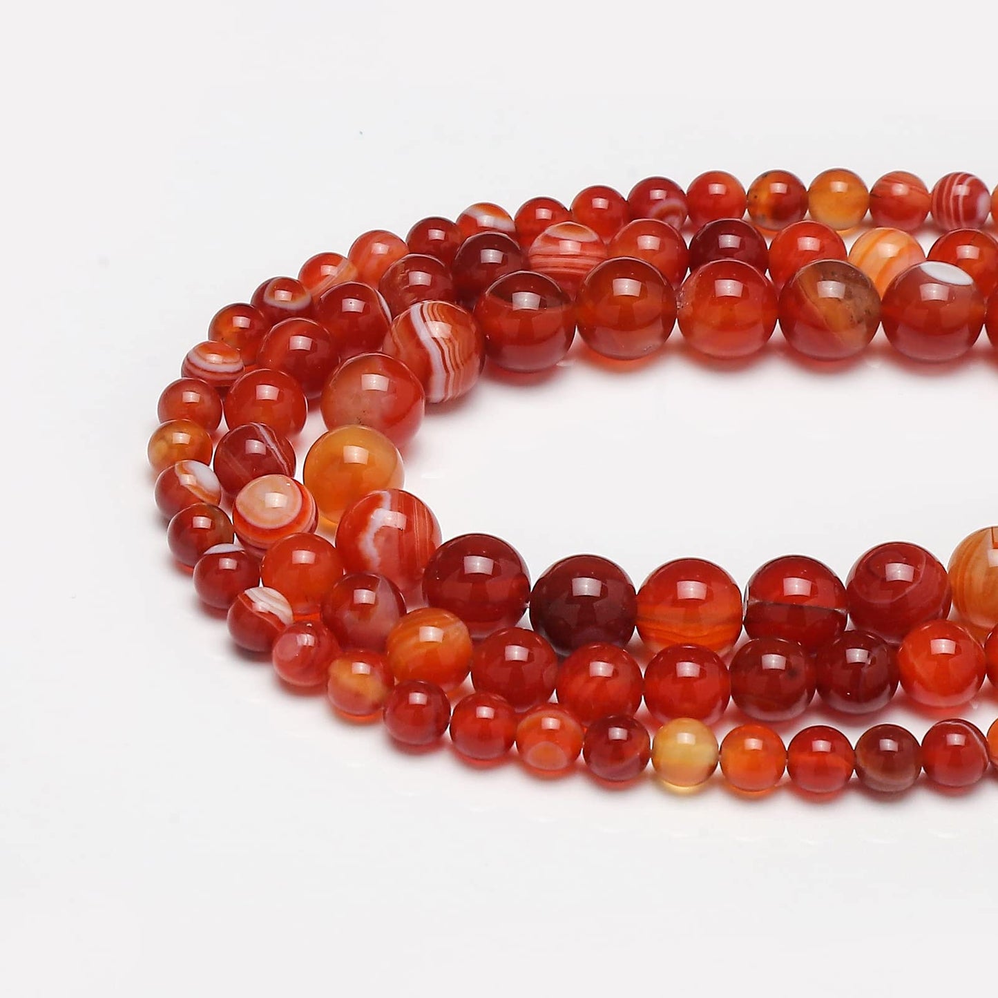 35pcs 10mm Natural Stone Beads Red Carnelian Striped Agate Beads Energy Crystal Healing Power Gemstone for Jewelry Making, DIY Bracelet Necklace