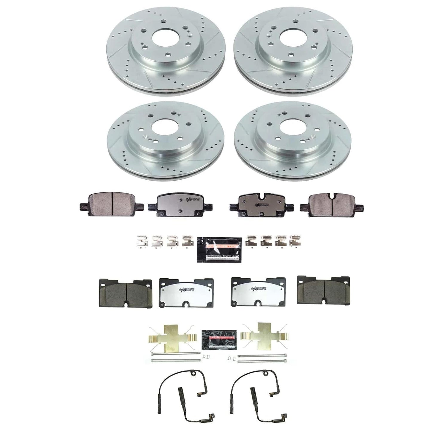 PowerStop Front & Rear Brake Kit For Cadillac Escalade 2021-24 |Chevrolet Silverado 1500 2019-24 - Truck & Tow Carbon Fiber Ceramic Brake Pads + Drilled & Slotted Rotors Upgrade, K8171-36