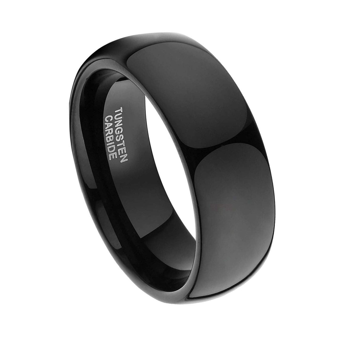 TRUMIUM 8mm Black Ring Band Tungsten Wedding Band for Men Women High Polished Dome Comfort Fit Size 11.5