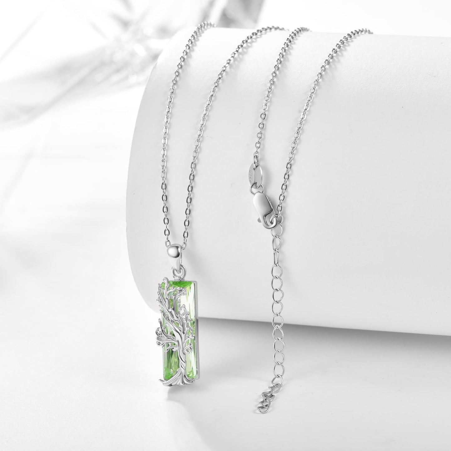 AENEAS Valentines Day Gifts for Women Her Tree of Life Necklace 925 Sterling Silver Green Crystal Pendant Elegant Tree of Life Jewelry Gifts for Women Mother Wife