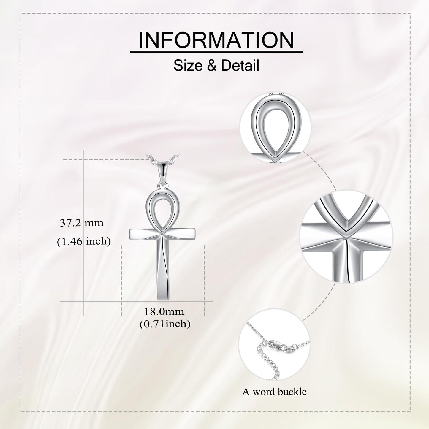ONEFINITY Ankh Cross Pendant Necklace Sterling Silver Origami Cross Pendant Gifts for Women Men Jewelry (Ankh Cross)