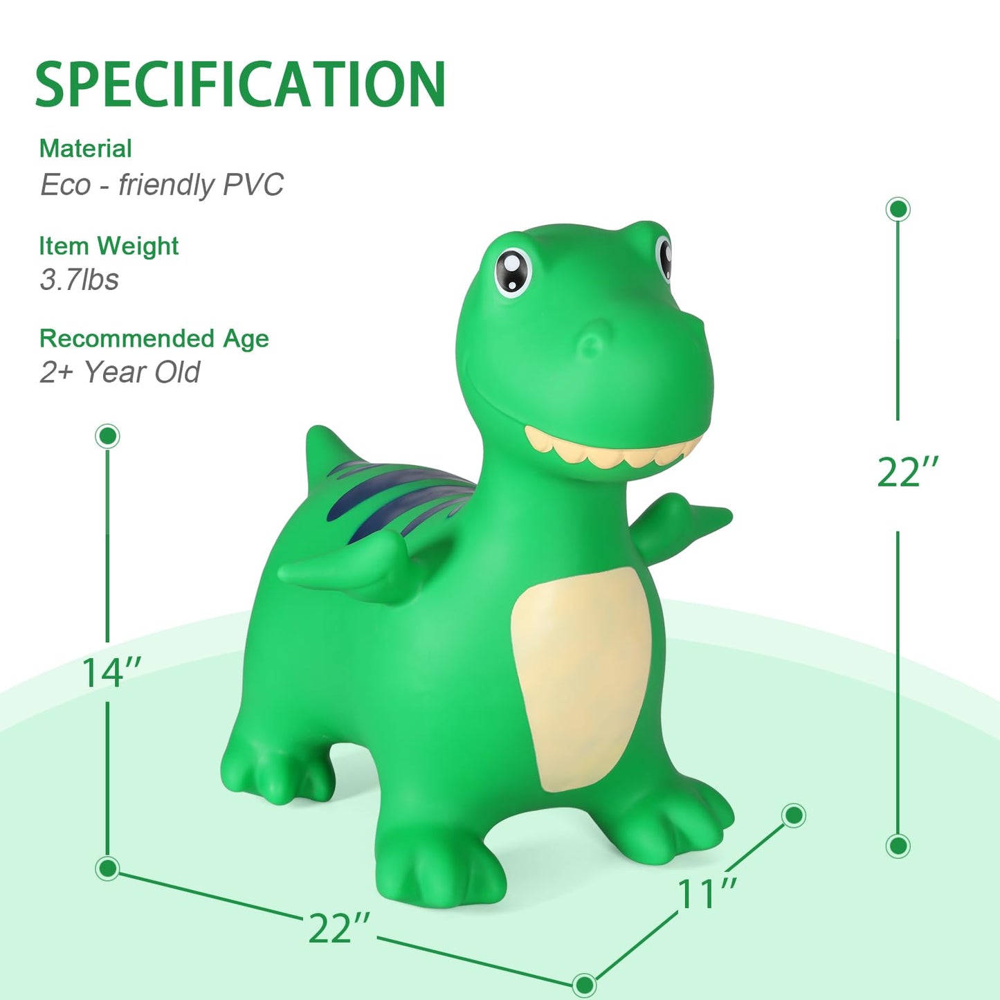 INPANY Bouncy Horse, Dinosaur Hopper Toys for 2 Year Old Boy, Toddlers Bouncing Animal, Inflatable Hopping Buddies for Kids, Ride on Rubber Bouncer, Indoor Outdoor Birthday Gifts Toy for 3 4 Yr Girl