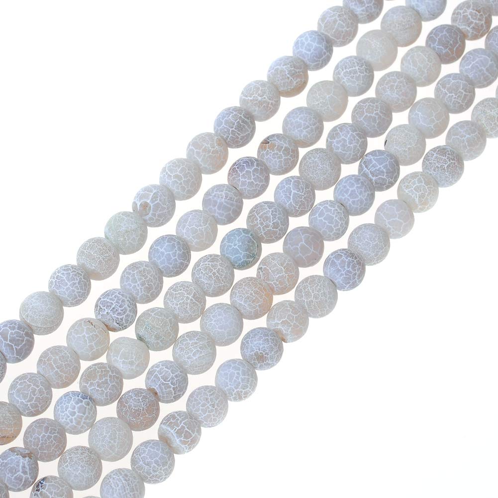 10mm Natural Grey Frosted Agate Gemstone Round Loose Beads Crystal Stone Bracelet Necklace Accessories Crafts for Jewelry Making DIY,1 Strand 15"