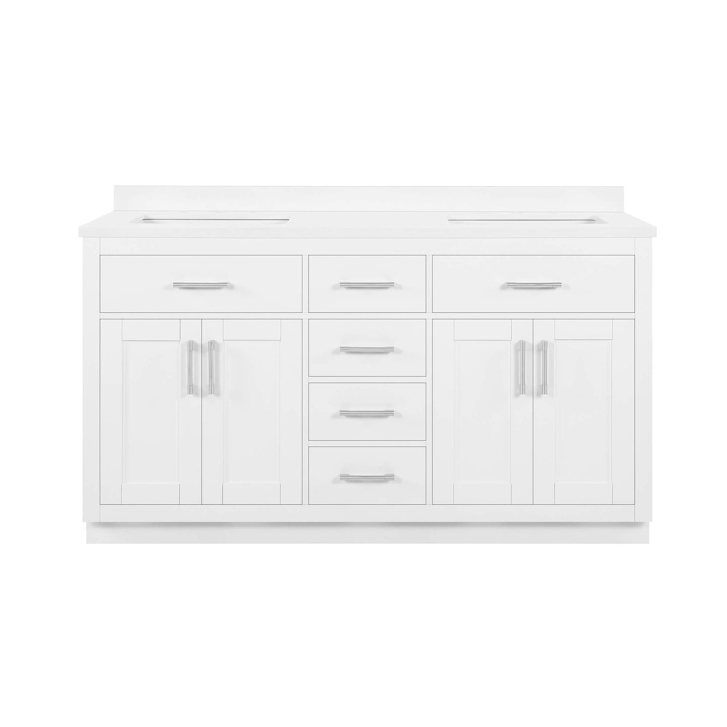 OVE Decors Bailey 60 in. White Undermount Double Sink Bathroom Vanity with White Premium Quality Countertop