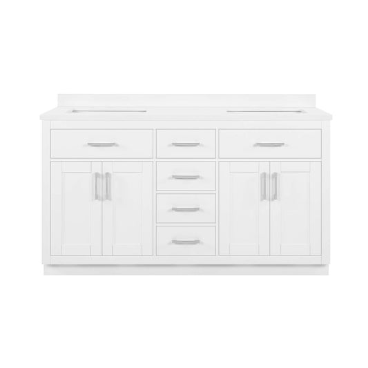 OVE Decors Bailey 60 in. White Undermount Double Sink Bathroom Vanity with White Premium Quality Countertop
