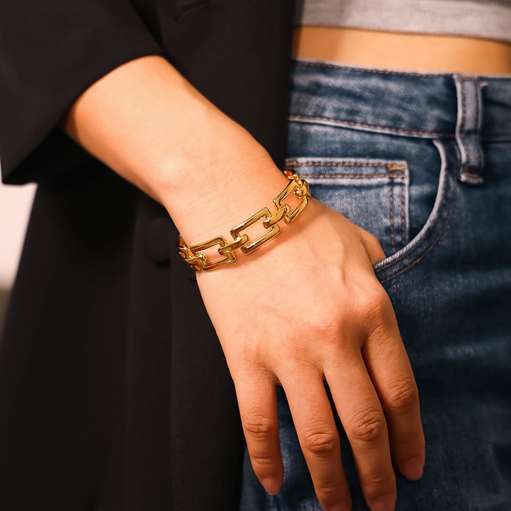zocare Gold Cuff Bracelets for Women Adjustable Bracelet Chunky Rectangle Bangles Bracelet Vintage Open Cuff Bracelet for Women Chrismas Jewelry