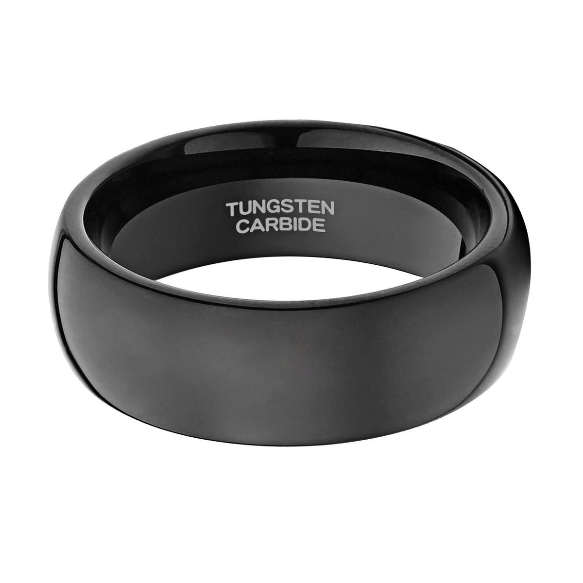 TRUMIUM 8mm Black Ring Band Tungsten Wedding Band for Men Women High Polished Dome Comfort Fit Size 11.5
