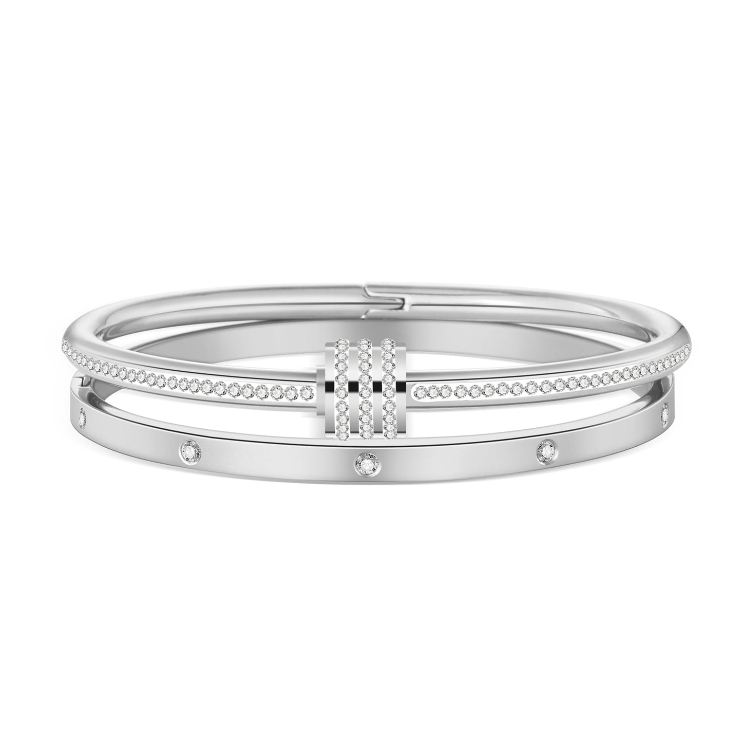 Jade cabbage Gold Bracelets for Women 18K Gold Plated Love Friendship Bracelet With Cubic Zirconia Cuff Bangle Jewelry Set Witness the Gift of Love (4mm silver 2pcs-C)